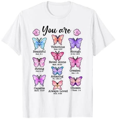 Colorful Butterfly Inspirational Christian Religious Bible Verse T ...