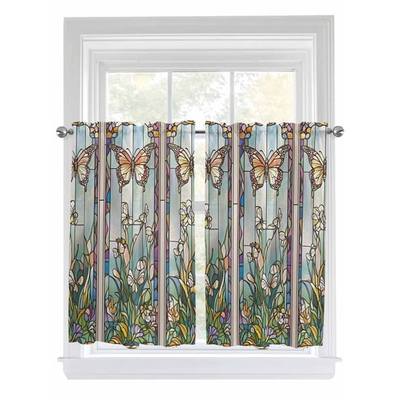Colorful Butterfly Kitchen Curtains 54 Inch Length, Spring Botanical ...