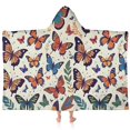 thumbnail image 1 of Colorful Butterfly Leaf Beige Pattern Hooded Bath Towel，60"x35" for Ages 3 To 12 Kids, Quick Dry Lightweight Soft Microfiber Hood Beach Towel Cover Up for Kids, 1 of 7