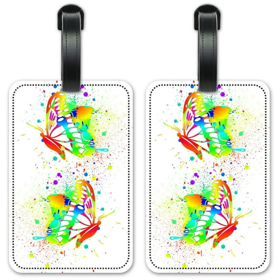 Colorful Butterfly - Luggage ID Tags / Suitcase Identification Cards - Set of 2