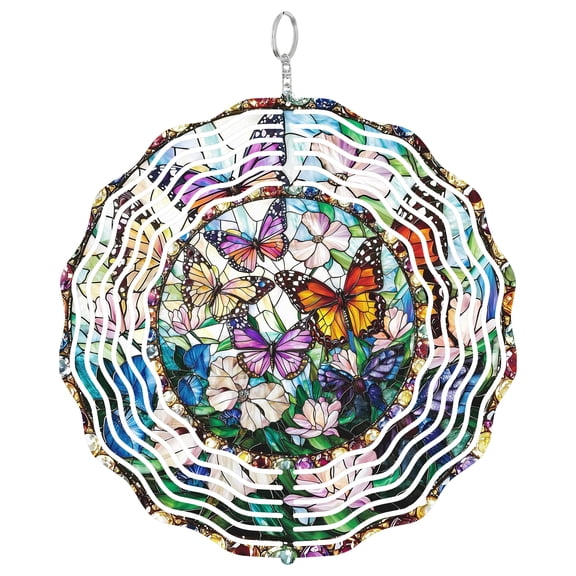 Colorful Butterfly Metal Wind Spinner, Insect Outdoor Hanging Decor