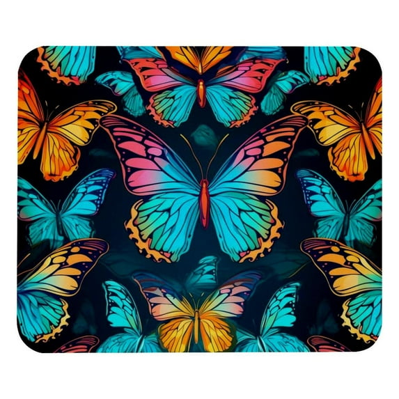 Colorful Butterfly Mouse Pad for Wireless Mouse Home Office Desk Laptop with Rubber Base