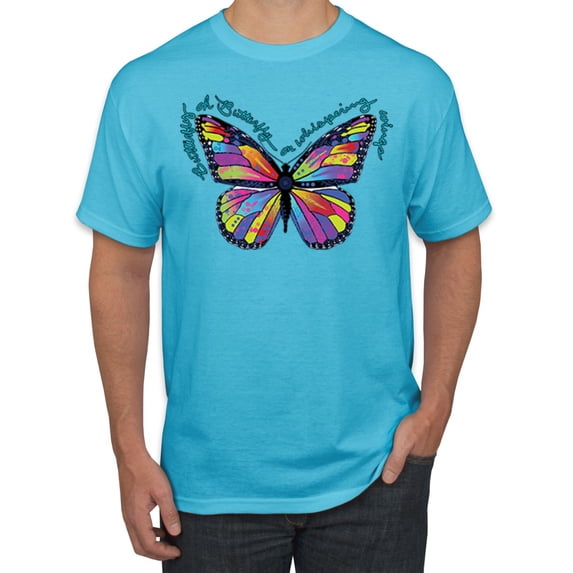 Colorful Butterfly Oh Butterfly On Whispering Wings Animal Lover Men's Graphic T-Shirt, Light Turquoise, 5XL