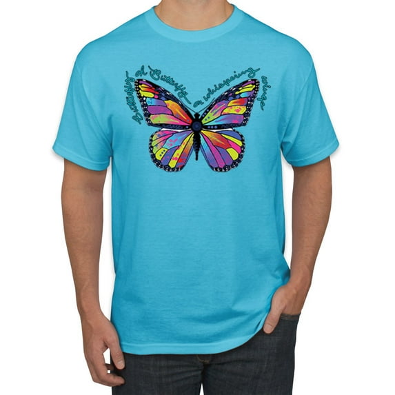 Colorful Butterfly Oh Butterfly On Whispering Wings Animal Lover Men's Graphic T-Shirt, Light Turquoise, Medium