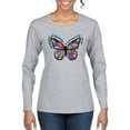 thumbnail image 1 of Colorful Butterfly Oh Butterfly On Whispering Wings Animal Lover Womens Graphic Long Sleeve T-Shirt, Heather Grey, 2XL, 1 of 3
