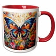 3drose, Colorful Butterfly on a Background of Flowers, 11oz Two-tone ...