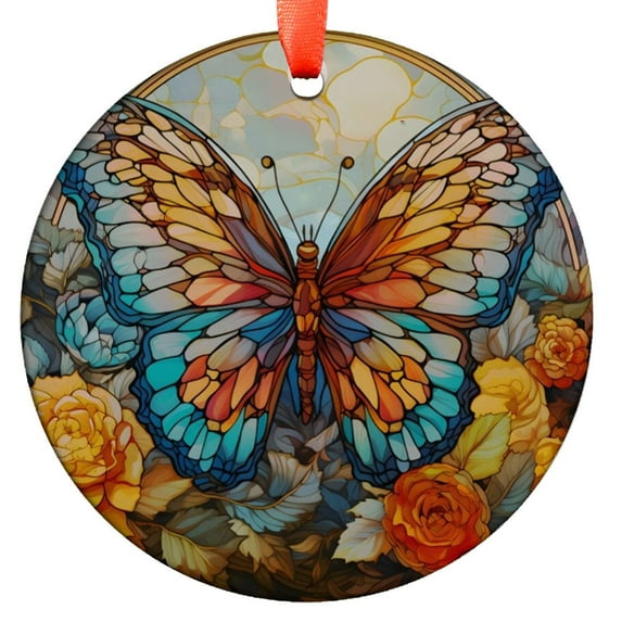 Colorful Butterfly Ornament, Artistic Home Decor, Window Hanging, Butterfly ornament gift, Holiday Keepsake, Xmas Tree Hanging Decoration, Seasonal Gift Idea, Collectible Ornament
