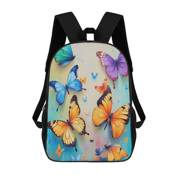 Colorful Butterfly Pattern 3D Print 17in adolescent backpack Bags Laptop