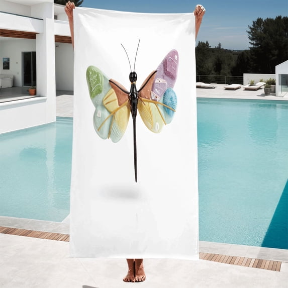 Colorful Butterfly Pattern Beach Towel - Unique Symbol Design Perfect for Pool Travel and Bath Use - Vibrant & Stylish