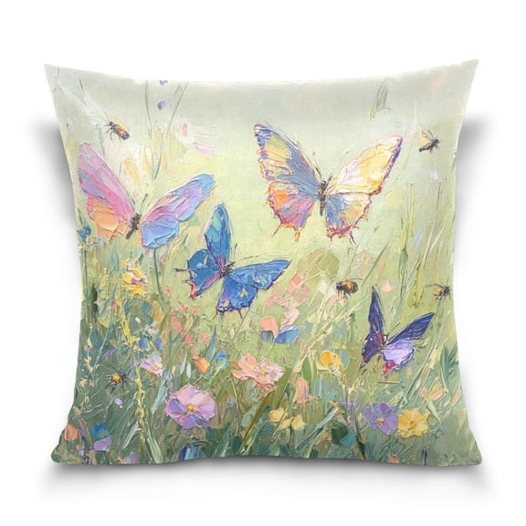 Colorful Butterfly Pillowcase Special Crystal Velvet Square One Side Beautifully Printed Breathable And Comfortable Multi-functional Pillow 16in