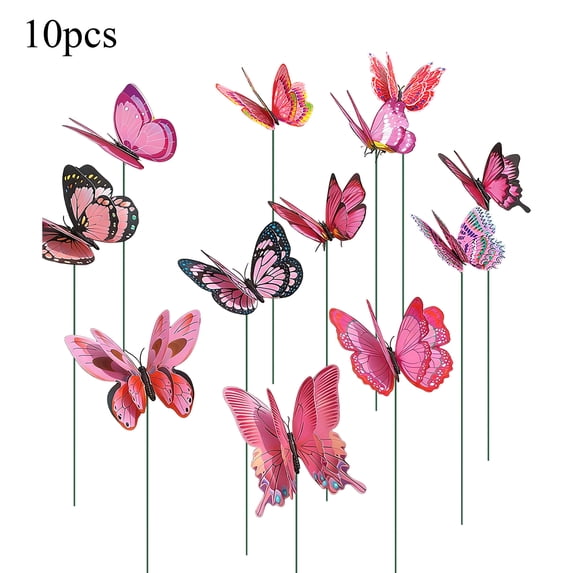 Colorful Butterfly Plant Stakes – 10 Pack Artificial Insects for Flower Pots, Summer Garden Decoration.