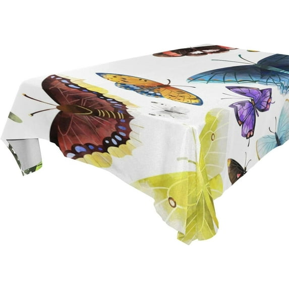 Colorful Butterfly Rectangle Tablecloth, Dust Proof Anti Wrinkle Wipeable Table Cloth Tabletop foration of Dinner Kitchen Wedding Holiday Party 60"x60" Decor Gift