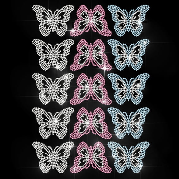 Colorful Butterfly Rhinestone Iron on Decal Fantasy Butterfly Hotfix Transfer Sticker Insects Heat Transfer Patch Bling Clothing Repair Applique DIY