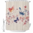 thumbnail image 1 of Colorful Butterfly Shower Curtain Set - 72" x 78" Washable Bathtub Curtain with 12 Hooks, Spring Summer Botanical Flowers Waterproof Fabric Stall Shower Curtains for Bathroom/Bathtub Décor, 1 of 6