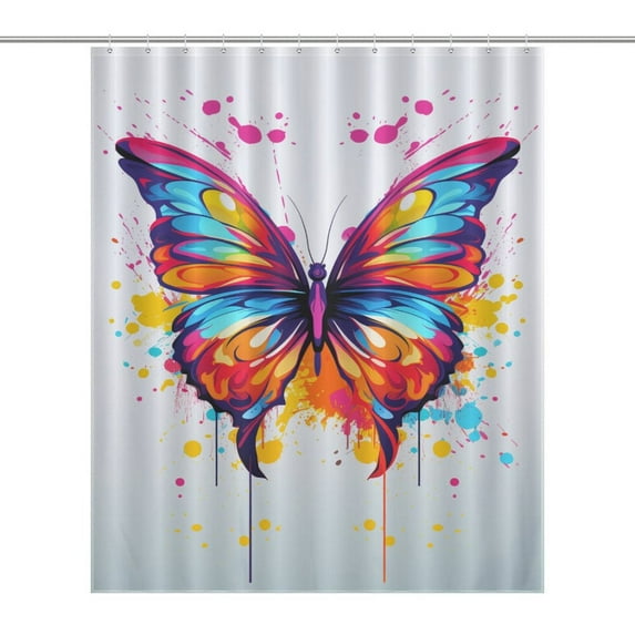 Colorful Butterfly Shower Curtain Waterproof Abstract Bath Curtain Home Bathroom Decor Curtain With Hook