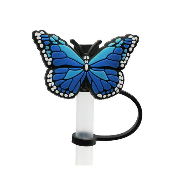 Colorful Butterfly Silicone Straw Cover - 8.0mm Fit for StanleCup, Reusable, Dust/Leak-Proof, Lightweight, Decorative Drinking Accessory