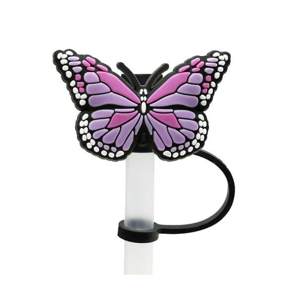 Colorful Butterfly Silicone Straw Cover - 8.0mm Fit for StanleCup, Reusable, Dust/Leak-Proof, Lightweight, Decorative Drinking Accessory