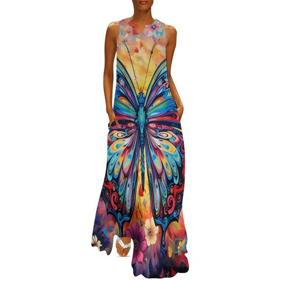 Colorful Butterfly Sleeveless Dress Dresses Gala Dresses for Special Events