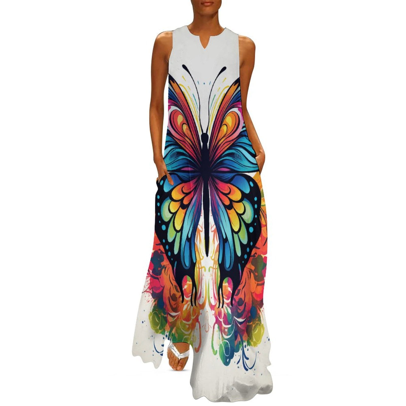 Colorful Butterfly Sleeveless Dress Summer Dresses Birthday Dress for ...