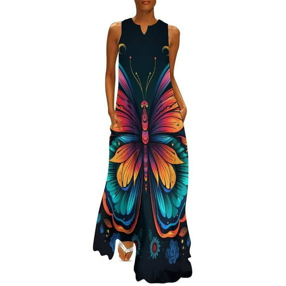 Colorful Butterfly Sleeveless Dress Summer Dresses Birthday Dress for Women Luxury 2025 Dress Party Night
