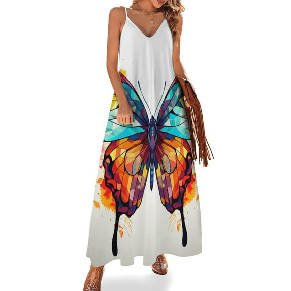 Colorful Butterfly Sleeveless Dress Woman Fashion Long Dresses Women's Summer Suit Dress Summer 2025 Women