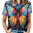 thumbnail image 1 of Colorful Butterfly T Shirts Basic T-Shirt Short Sleeve Ladies Tee Shirt Summer Graphic Clothing, 1 of 5