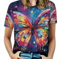 thumbnail image 1 of Colorful Butterfly T Shirts Basic T-Shirt Short Sleeve Ladies Tee Shirt Summer Graphic Clothing, 1 of 5