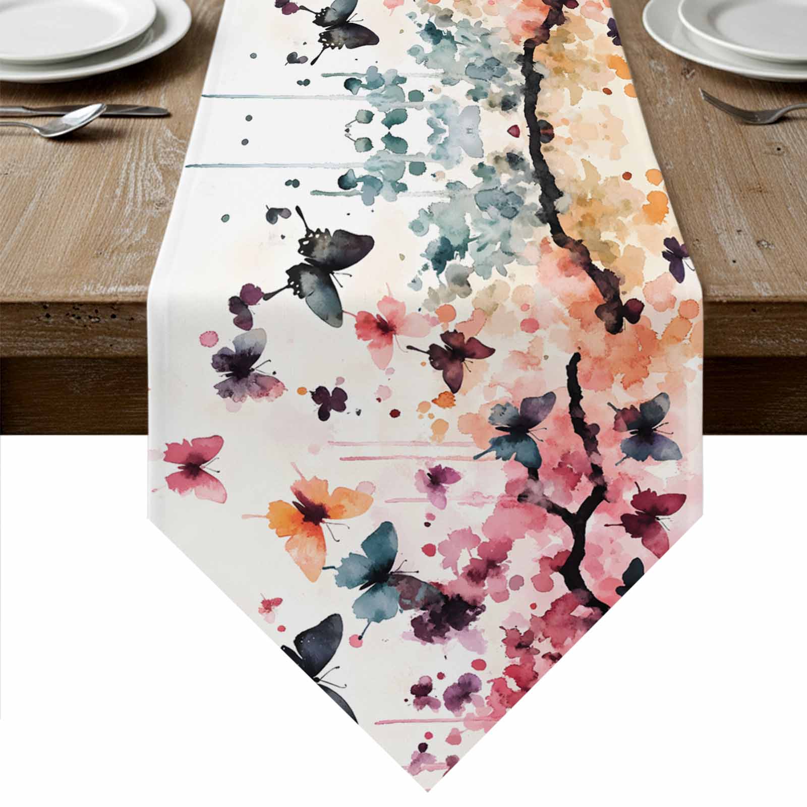 Assorted Table Runners Colorful Butterfly Table Runner Linen Burlap Table Runner 72 Inches ...