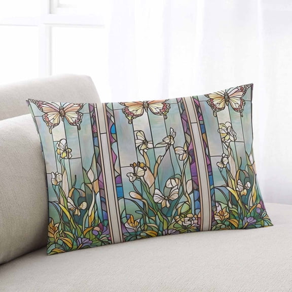Colorful Butterfly Throw Pillow Covers, Spring Botanical Summer Vintage Soft Breathable Pillow Cases with Invisible Zipper for Sleeping, Small Pillowcases for Couch Bed Sofa Chair 16x24 Inches