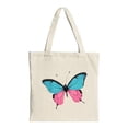 thumbnail image 1 of Colorful Butterfly Tote Bag - Vibrant blue and pink wings with black and white accents perfect for shopping travel and parties, 1 of 4