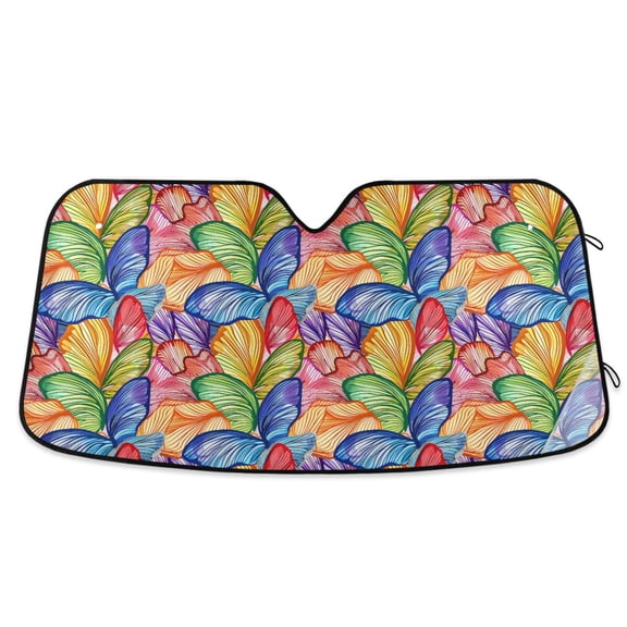 Colorful Butterfly Wings Car Windshield Sun Shade Foldable Car Front Window Visor Heat and UV Protection 53x23.5