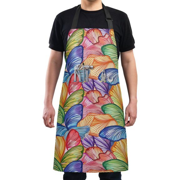 Colorful Butterfly Wings Kitchen Apron with 2 Pockets Adjustable waterproof Cooking Aprons for Women Men Chef
