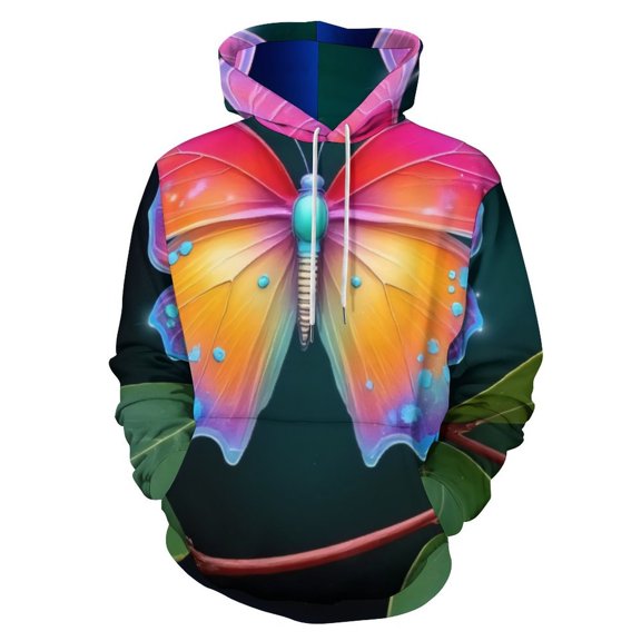 Colorful Butterfly Wings Print 3D Print Hoodie Men Women Autumn Thin Pullover Sweatshirt Vintage Streetwear Tops