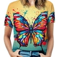 thumbnail image 1 of Colorful Butterfly Women T-Shirt Classic O Neck T-Shirts Short-Sleeve Trendy Animal Print Design Tshirt Casual Clothing, 1 of 5