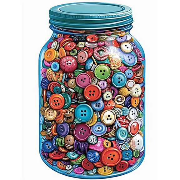 Colorful Buttons Jar Decorative Painting/Canvas Art Perfect for Living Room Bedroom Kitchen Office Dining Room Hallway Study Room Guest Room and Craft Room Decoration.