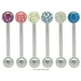 thumbnail image 1 of Colorful CZ Jeweled Barbell Tongue Ring, 1 of 5