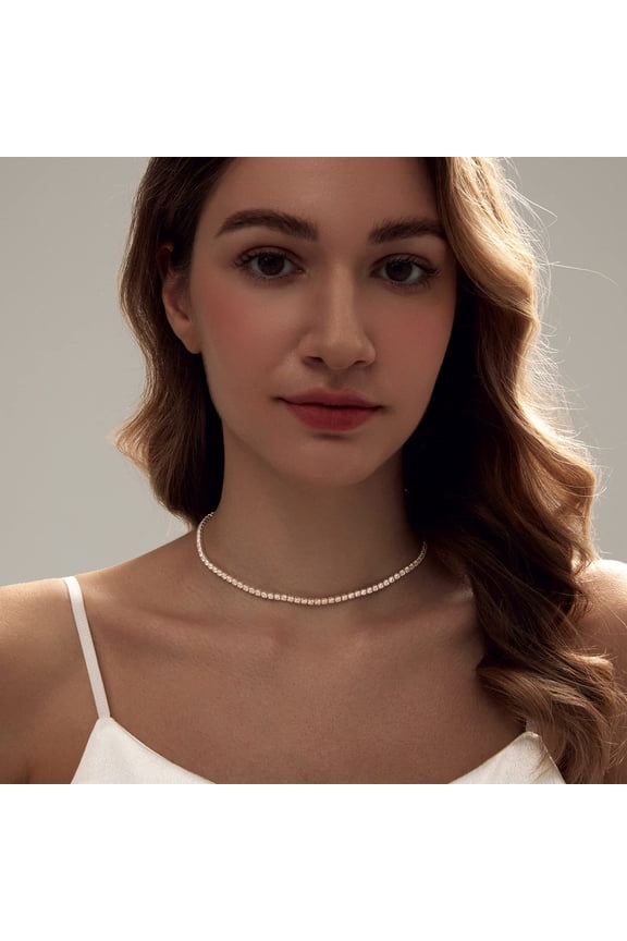 Colorful CZ Tennis Choker 14K Yellow Gold Necklace White Pink Green Gold Color Iced Out Bling 2mm Cubic Zirconia Tennis Choker Jewelry Party