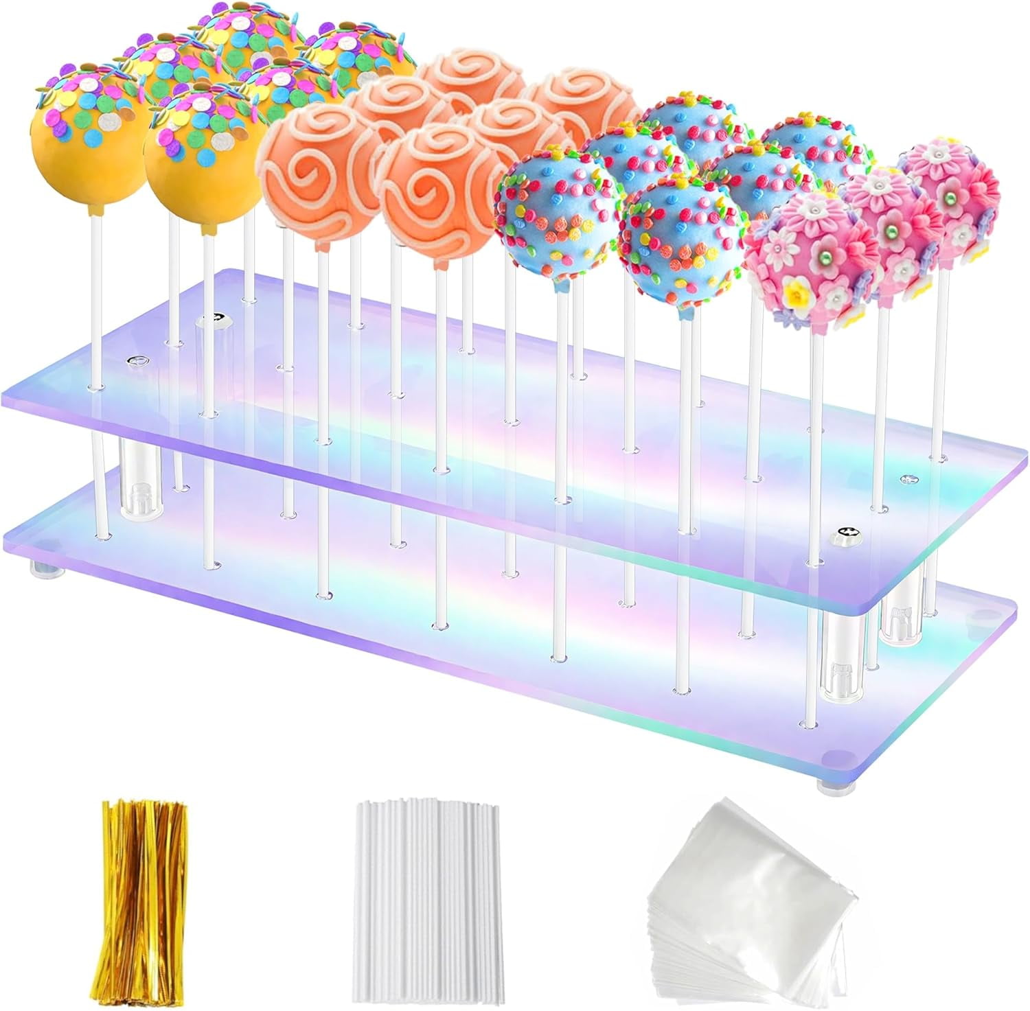 2 Pack Clear Acrylic Cake Pop Display Stand With Lollipop Sticks - View #3