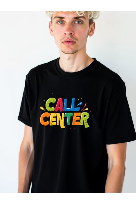 Colorful Call Center Tee for men Crew neck T-shirts black summer gifts printed T-shirts, Streetwear style clothing Retro Unisex Shirt Crewneck tshirts