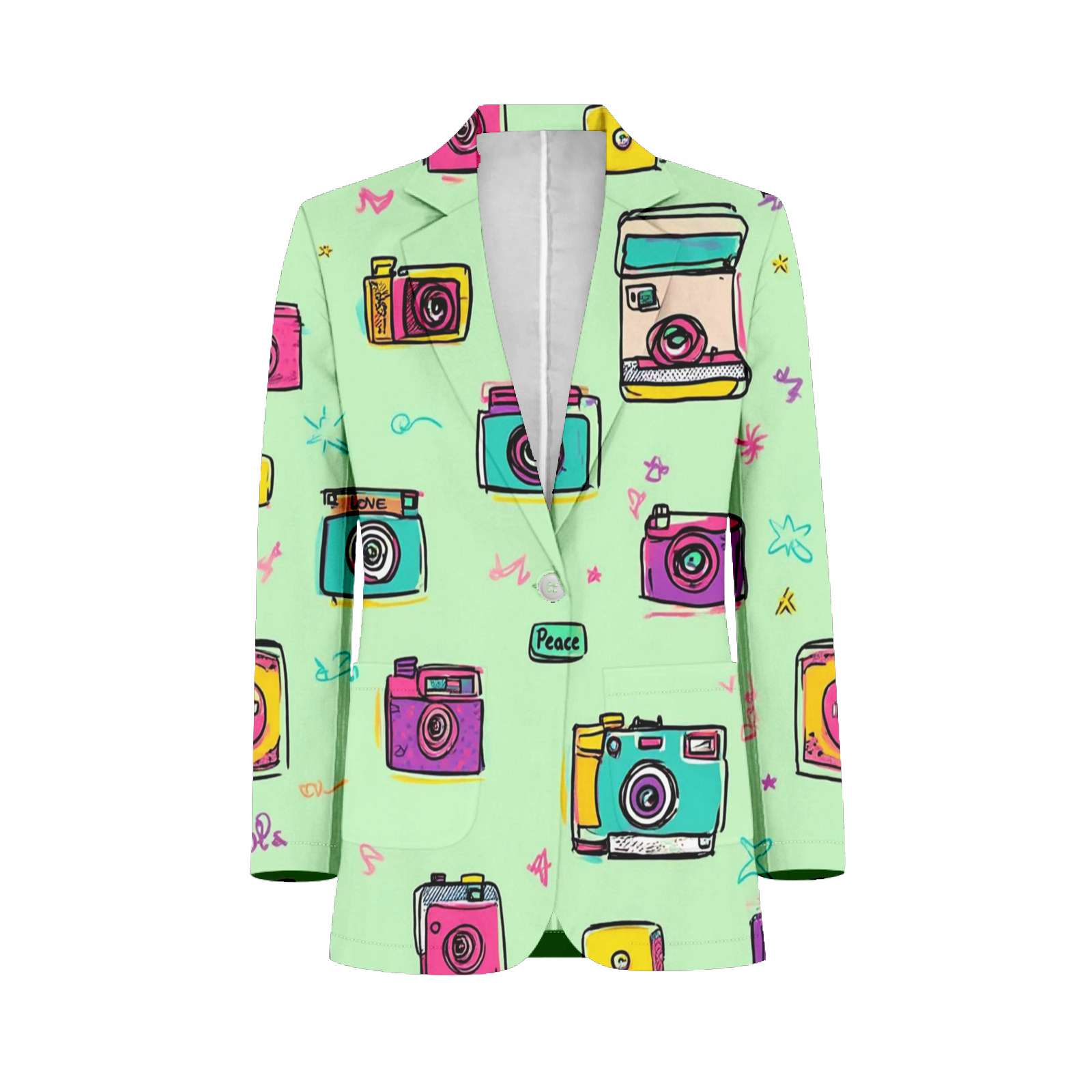 Colorful Camera Pattern Print Customized Men's Suits full man Shawl ...