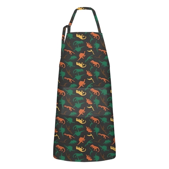 Colorful Camouflage Dinosaurs Pattern Apron-Garden Aprons for Women with Pockets-Cotton Linen Waterproof Kitchen Cooking Gardening Aprons Adjustable for Kitchen,Cooking,BBQ and Salon 33x27 Inch