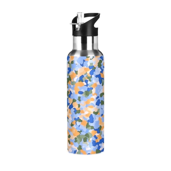 Colorful Camouflage Pattern 600ml Double Walled Stainless Steel LeakProof Sports Bottle Thermo 8h
