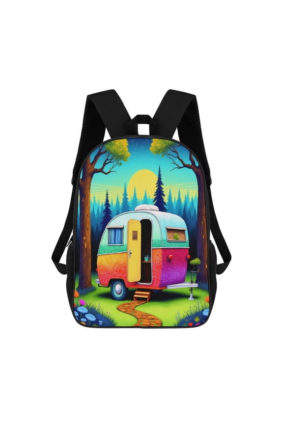 Colorful Camper in Forest 3D Print 17in adolescent backpack Bags knapsack Laptop