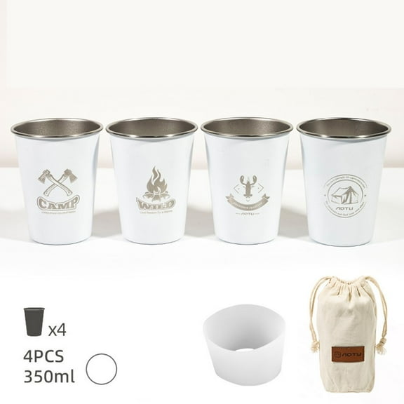 Colorful Camping Drinkware Set Picnic Accessories Adventure Cups 304 Food-Grade Stainless Steel Canvas Tote Bag Included