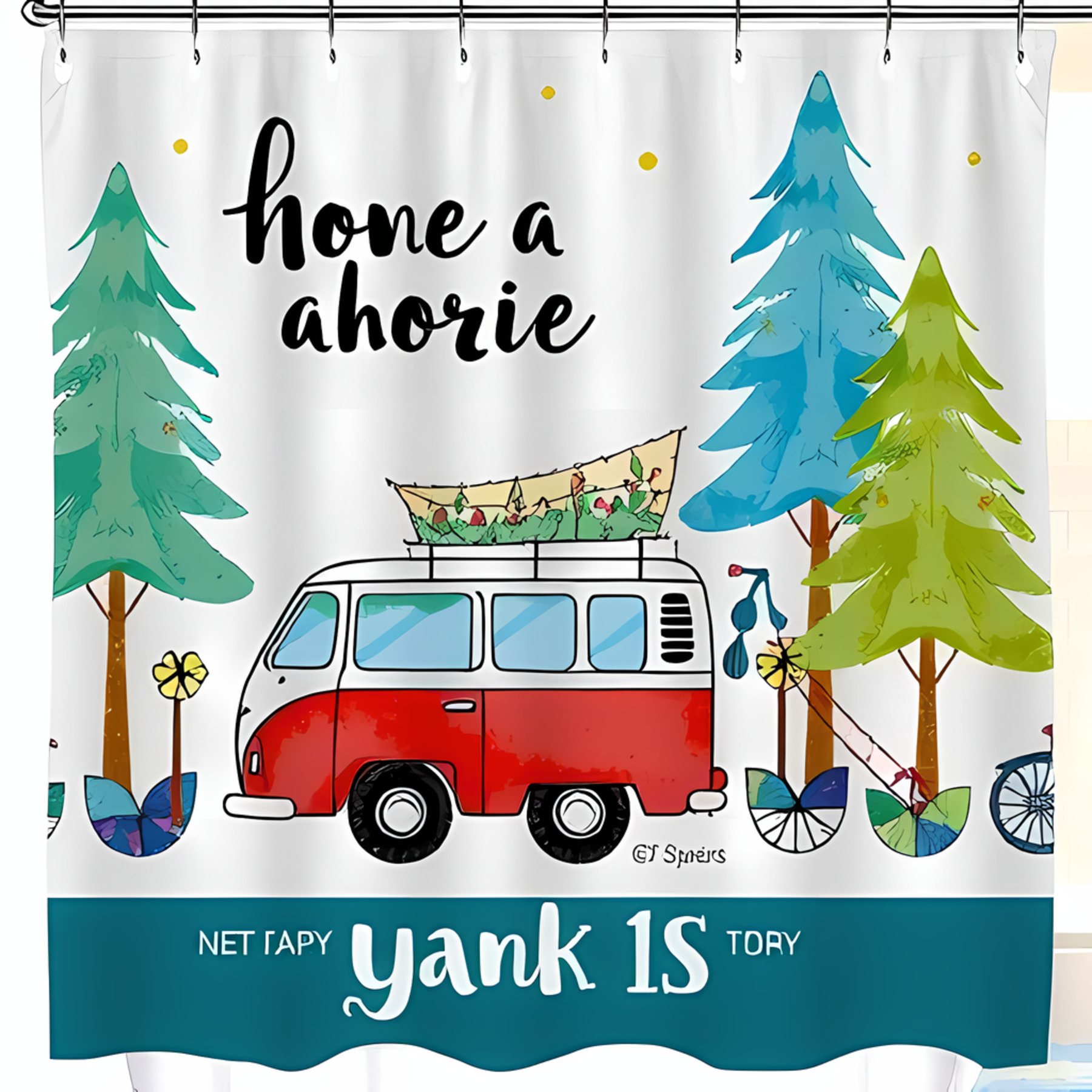 Personalized Camping Shower Curtain - Gift Idea For Camping Lover - Couple/Parents With Up to 3 Kids And 4 Pets - Husband And Wife Camping Partners For Life