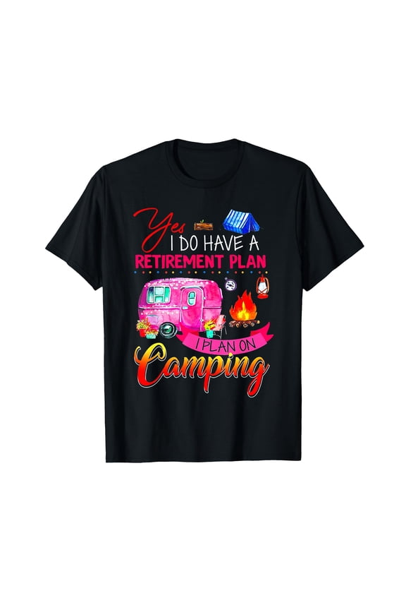 Colorful Camping-Themed T-Shirt for Retirement Enthusiasts - Perfect for Outdoor Adventures