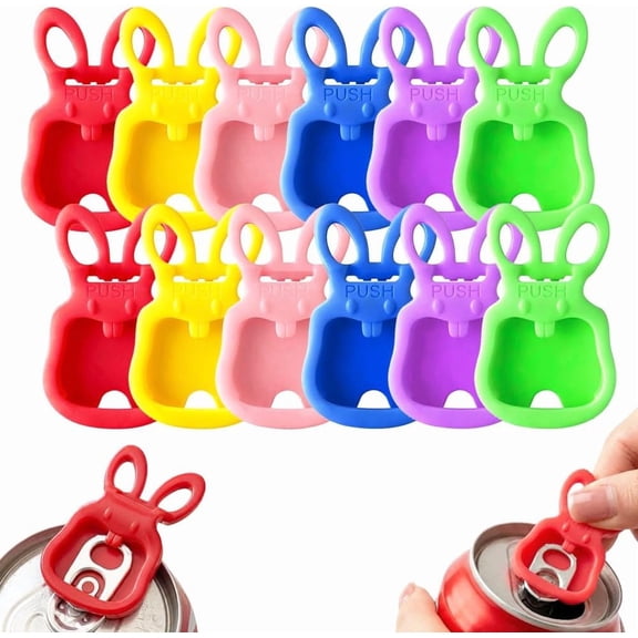 Colorful Can Tab Opener and Leak Proof Drink Cover Reusable One Hand for Soda Beer Cans Party Bbq Camping