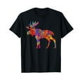 thumbnail image 1 of Colorful Canadian Moose Abstract Paint Wildlife T-Shirt, 1 of 5