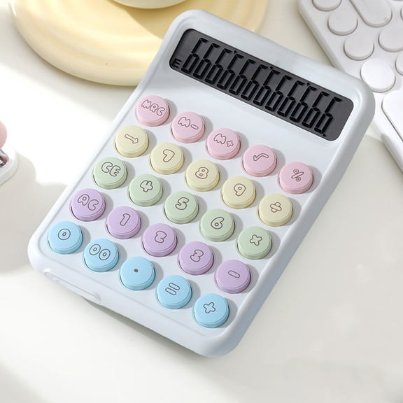 Colorful Candy Calculator,Mechanical Calculator Cute 12 Digit Large LCD Display Big Round Button Calculator,Easy to Press,for School Office Business Home,Automatic Sleep