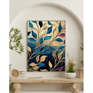 Colorful Canopy - Golden Teal Folige Canvas Wall Art
